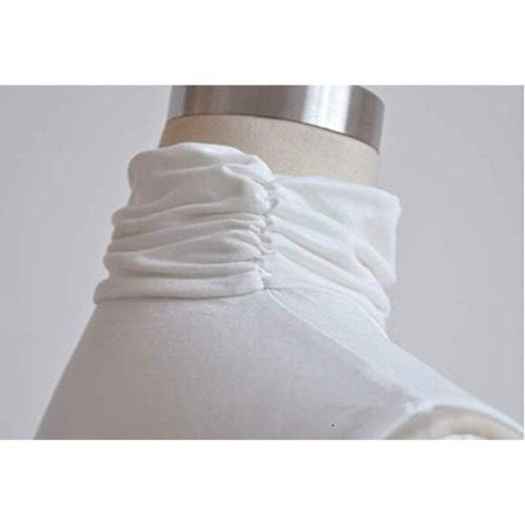 Women Half Top Mock Blouse Turtleneck Collar Wrap 3Pcs Cotton Spandex - Picture 7 of 7